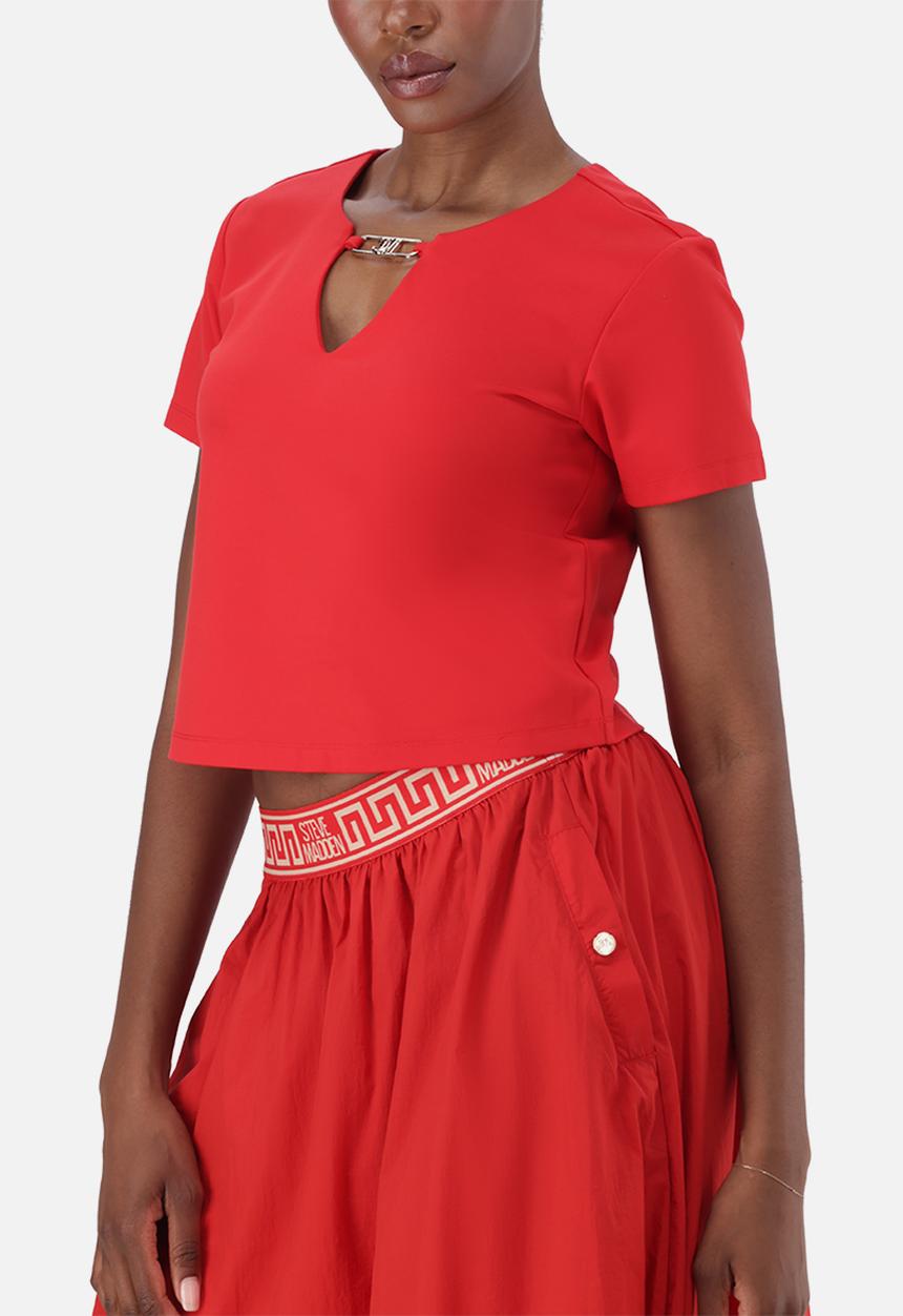 Steve Madden - Ladies hailey top with logo trim - red