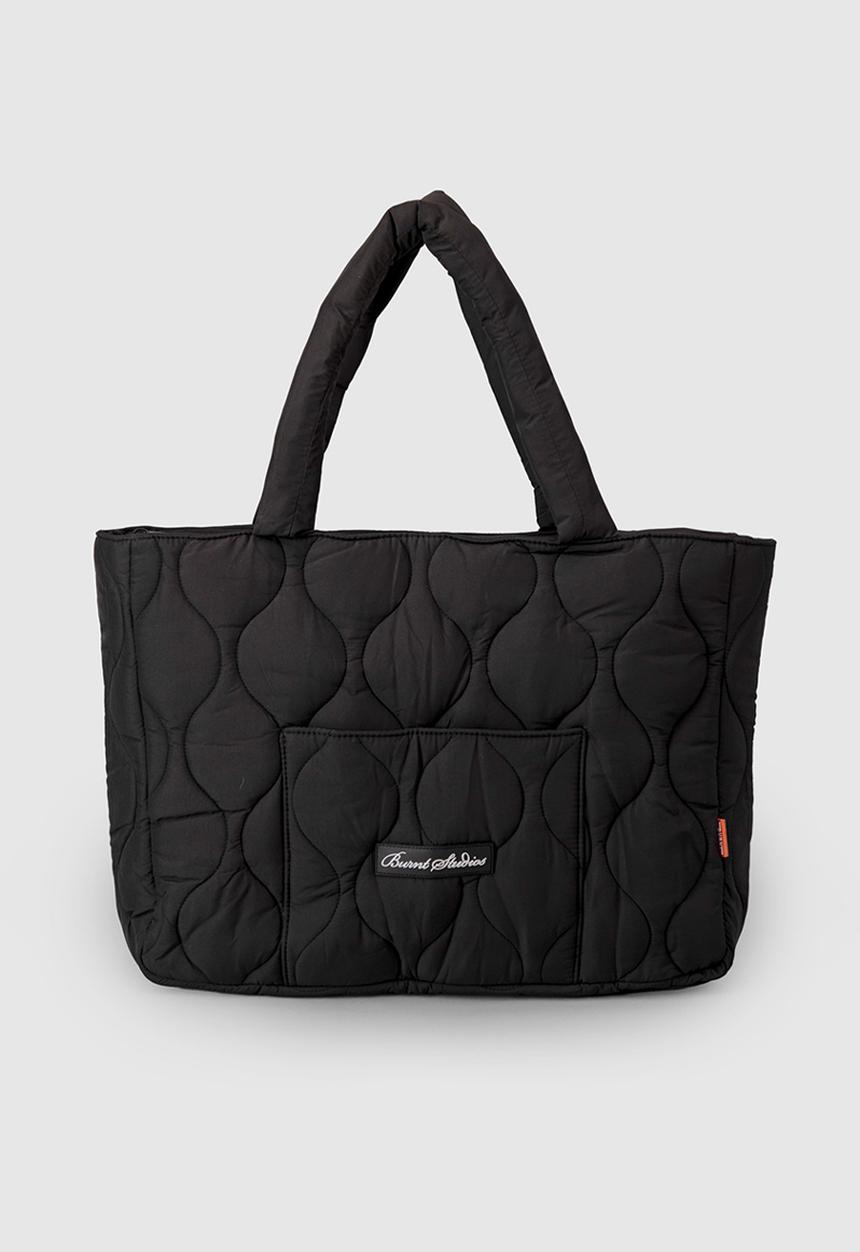 Burnt  - Quilted Tote Bag - Black