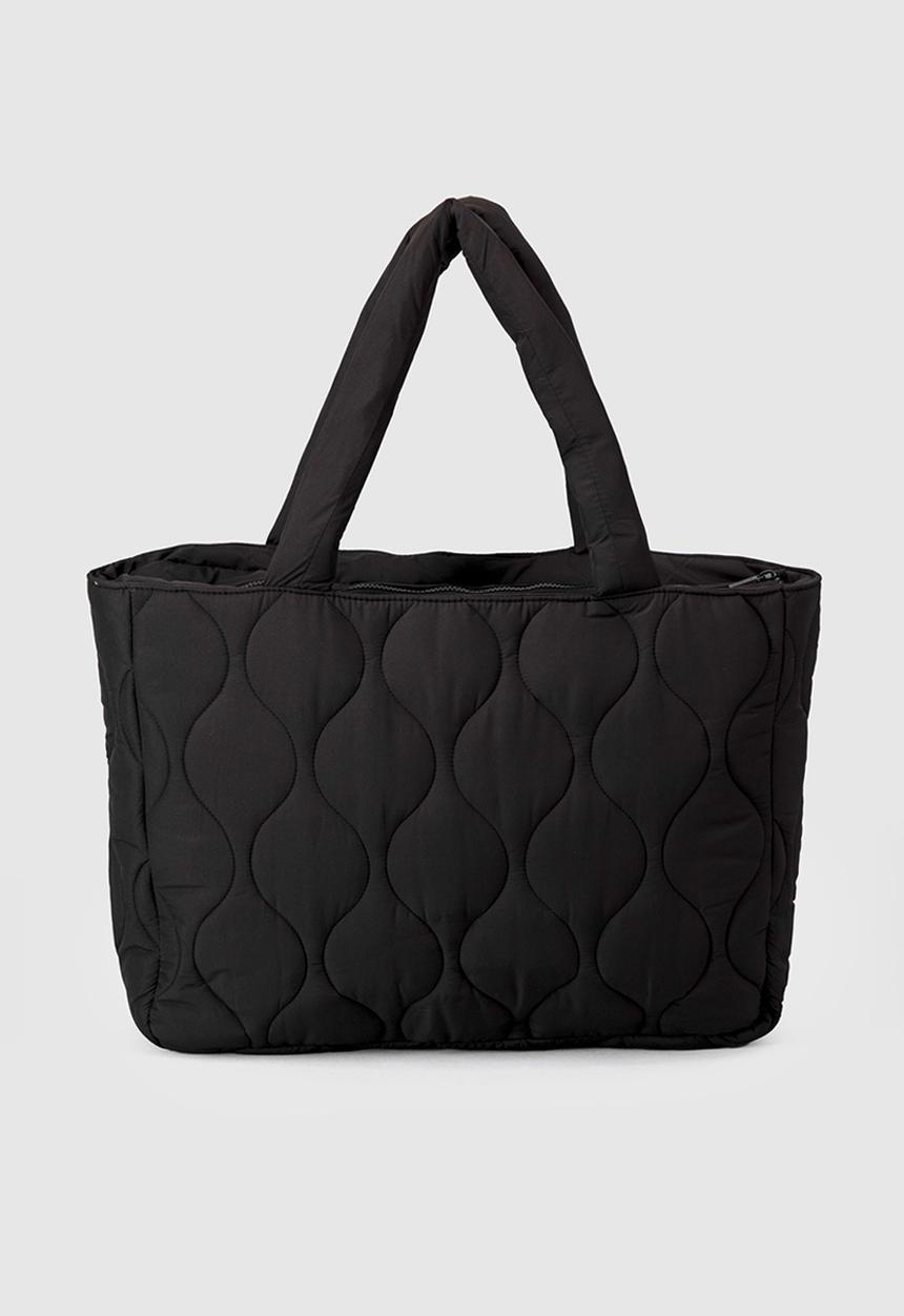 Burnt  - Quilted Tote Bag - Black