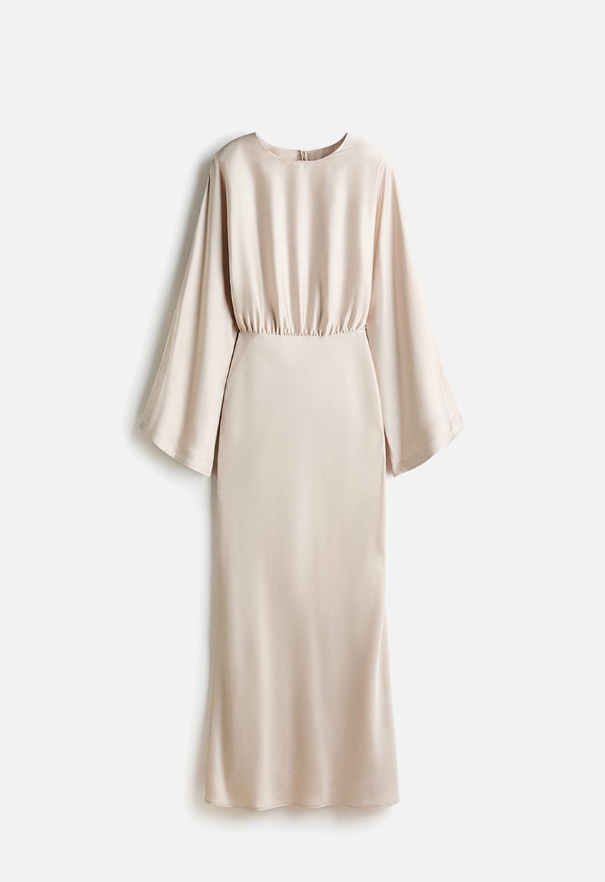 h&m cream satin dress Ladies - Cream Draped Satin Dress - Size: XS