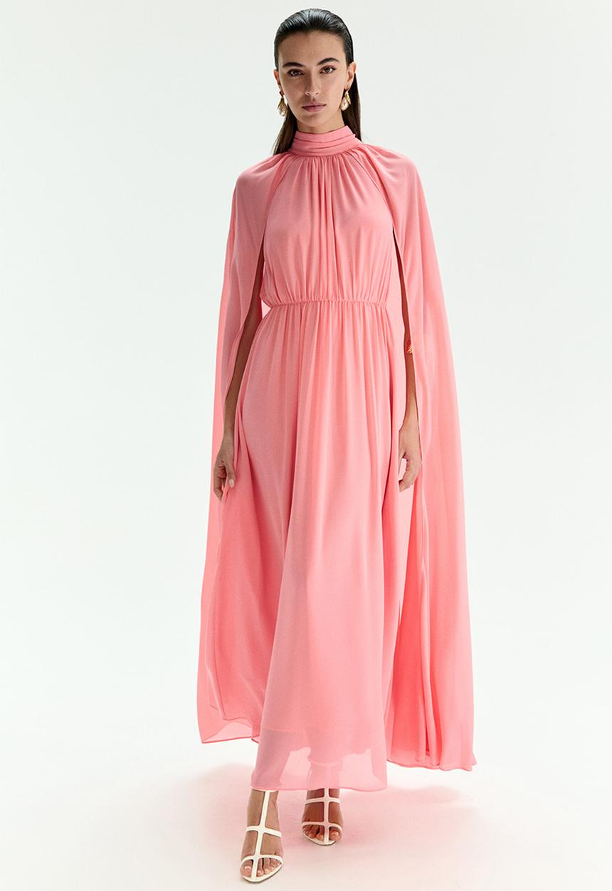 H&M - Draped cape-detail dress - pink