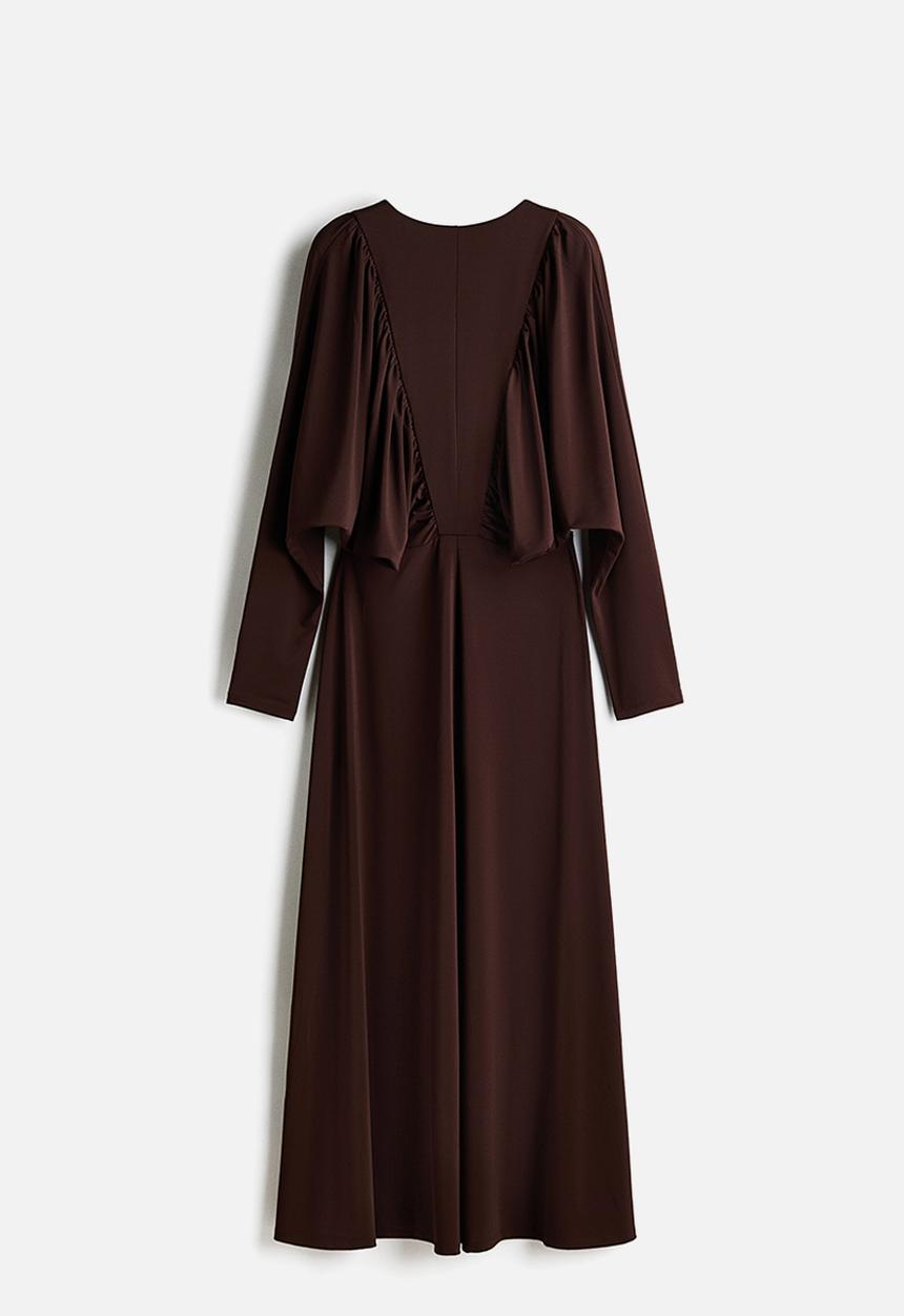 H&M - Gathered jersey dress - dark brown 
