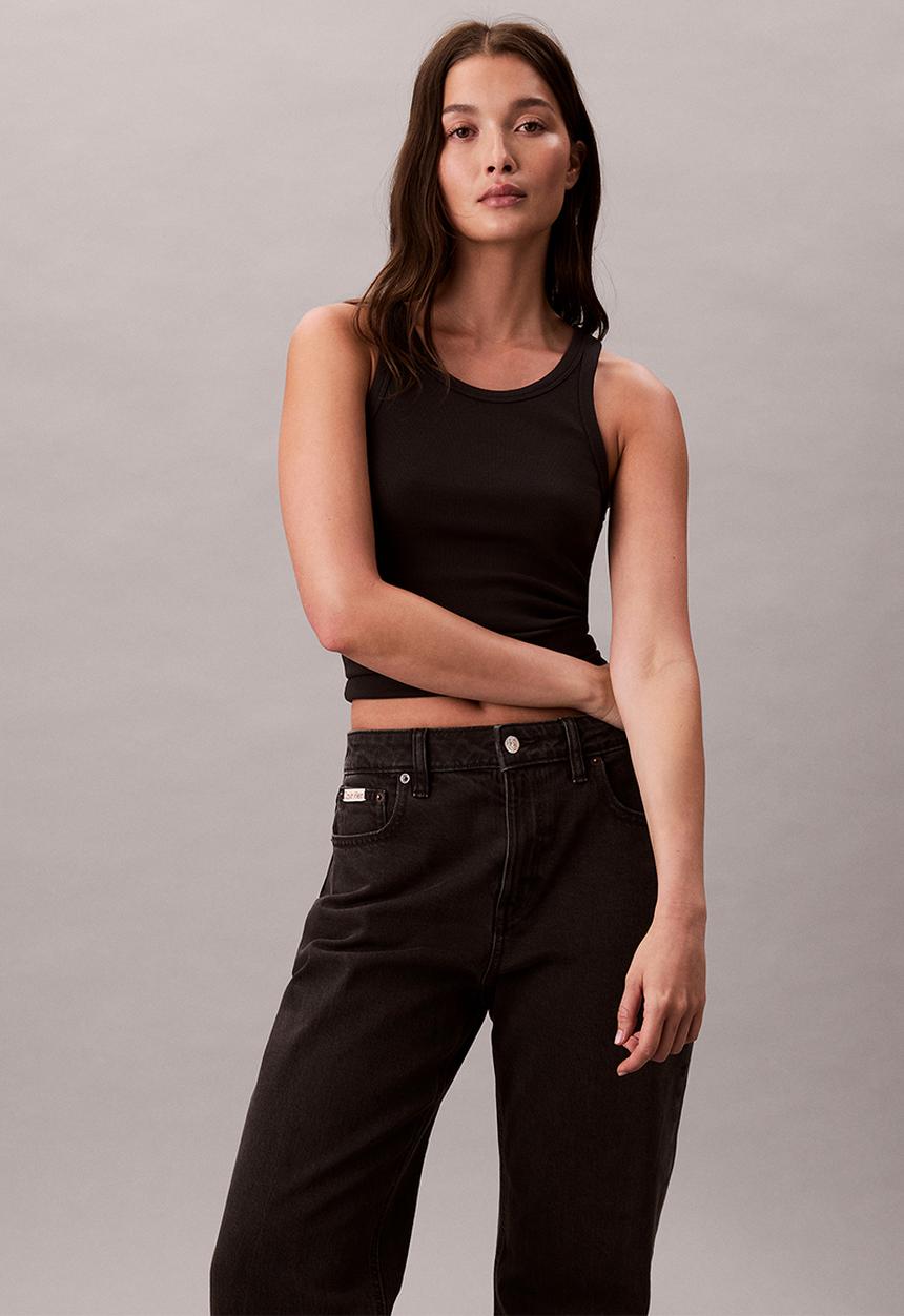 Calvin Klein - High rise straight ck essential black - ck essential black