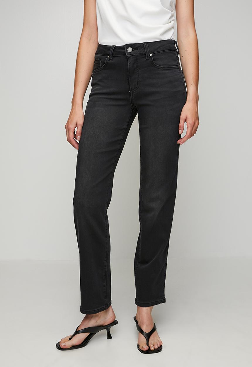 Stella Morgan - Mid Waist Straight Leg Denim Jean - Black