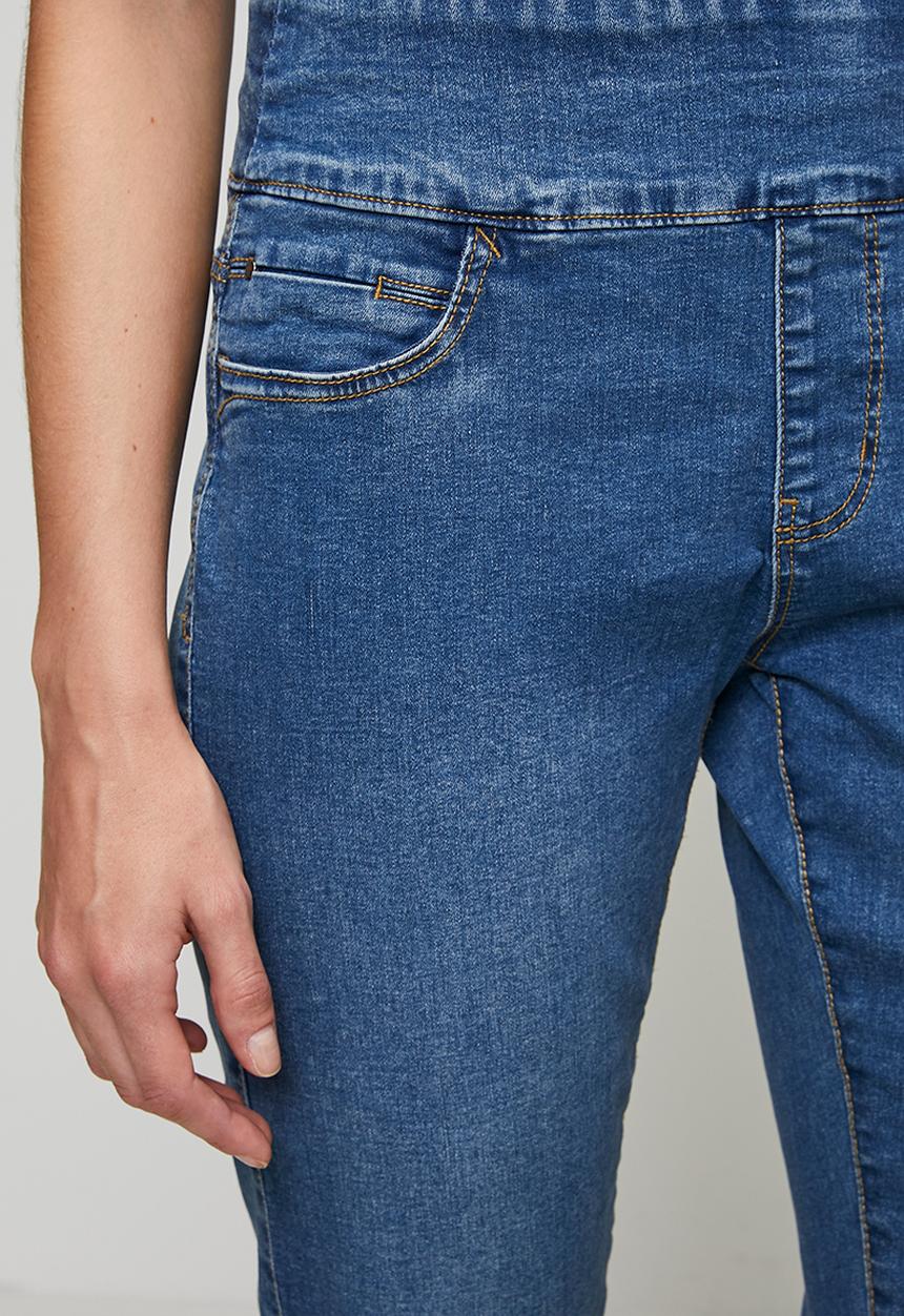 Stella Morgan - Wide Waistband Crop Length Pull On Denim Jegging - Mid Denim