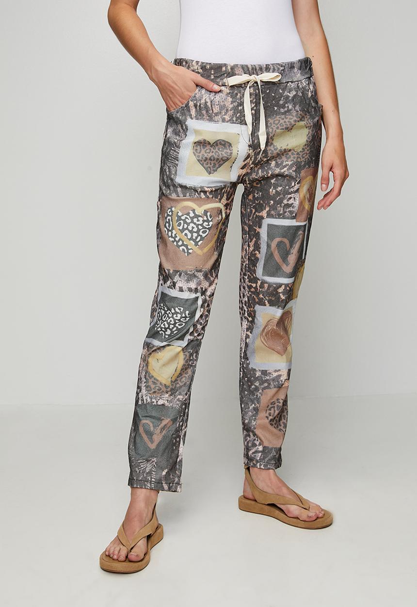 Stella Morgan - Made In Italy Drawcord Printed And Creased Jogger - Brown