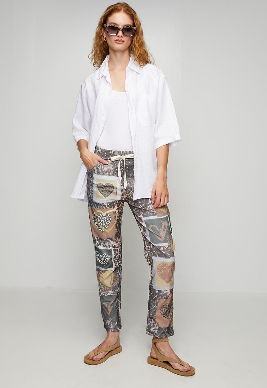 Stella Morgan - Made In Italy Drawcord Printed And Creased Jogger - Brown