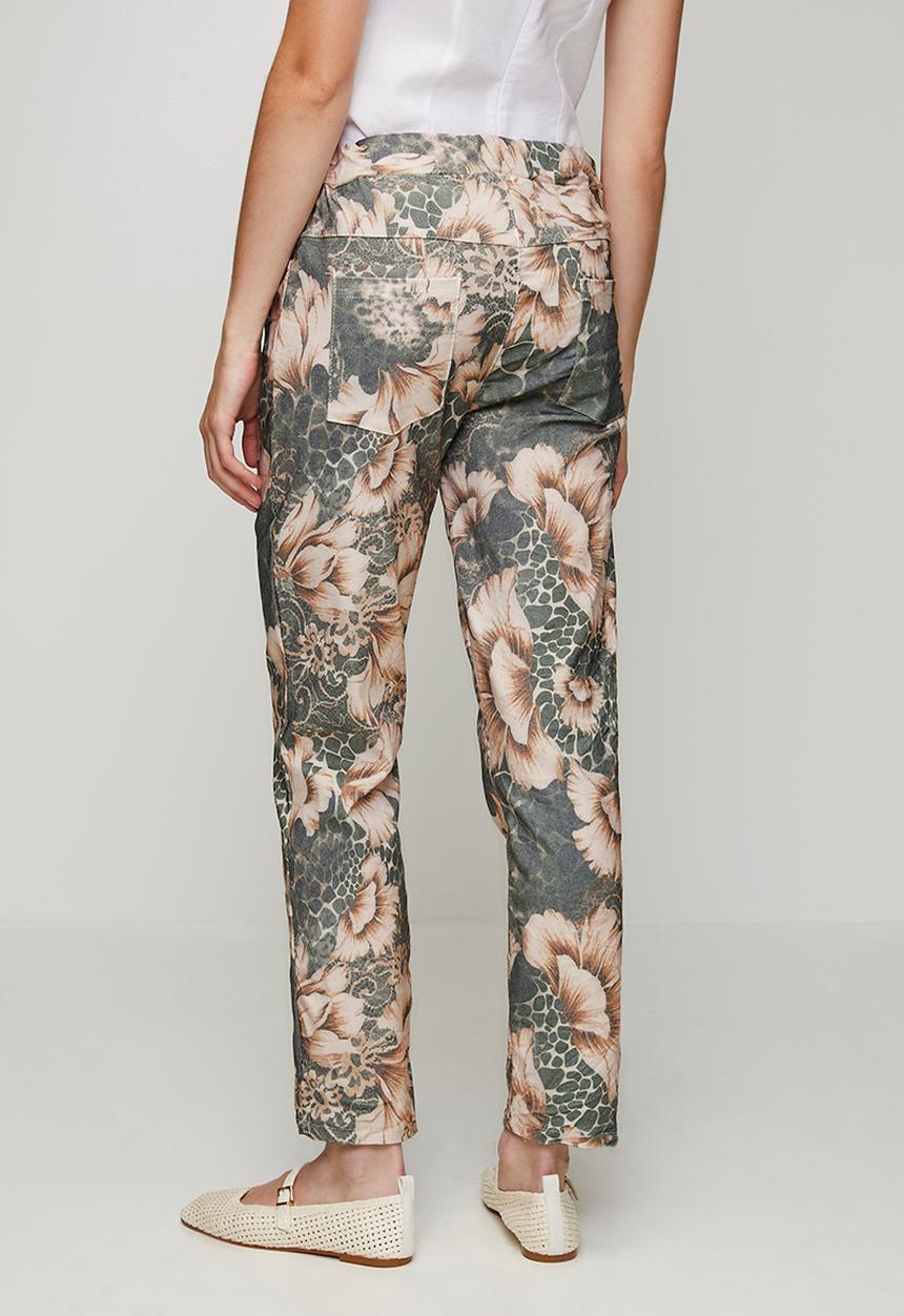 Stella Morgan - Made In Italy Drawcord Printed And Creased Jogger - Beige