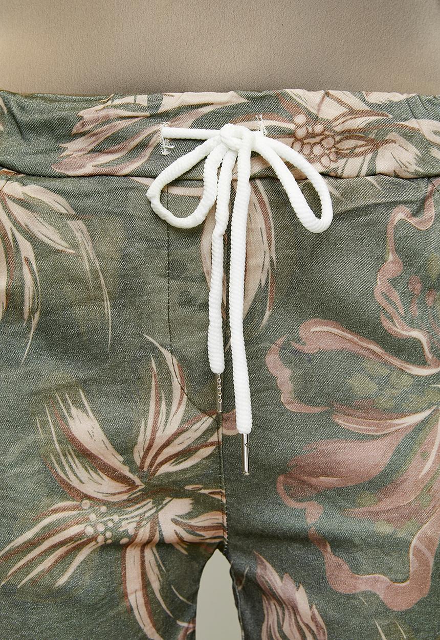 Stella Morgan - Made In Italy Drawcord Printed And Creased Jogger - Khaki