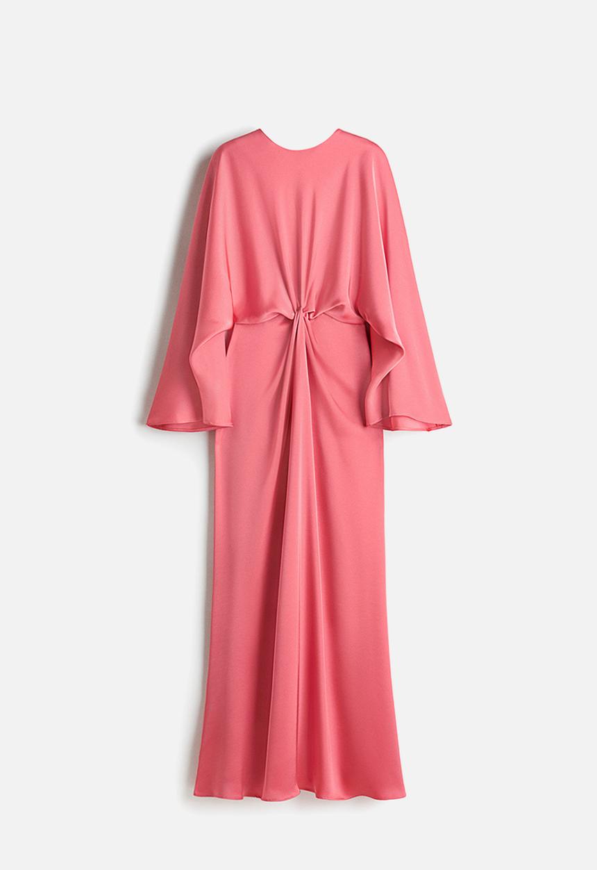 H&M - Twist-detail satin dress - pink