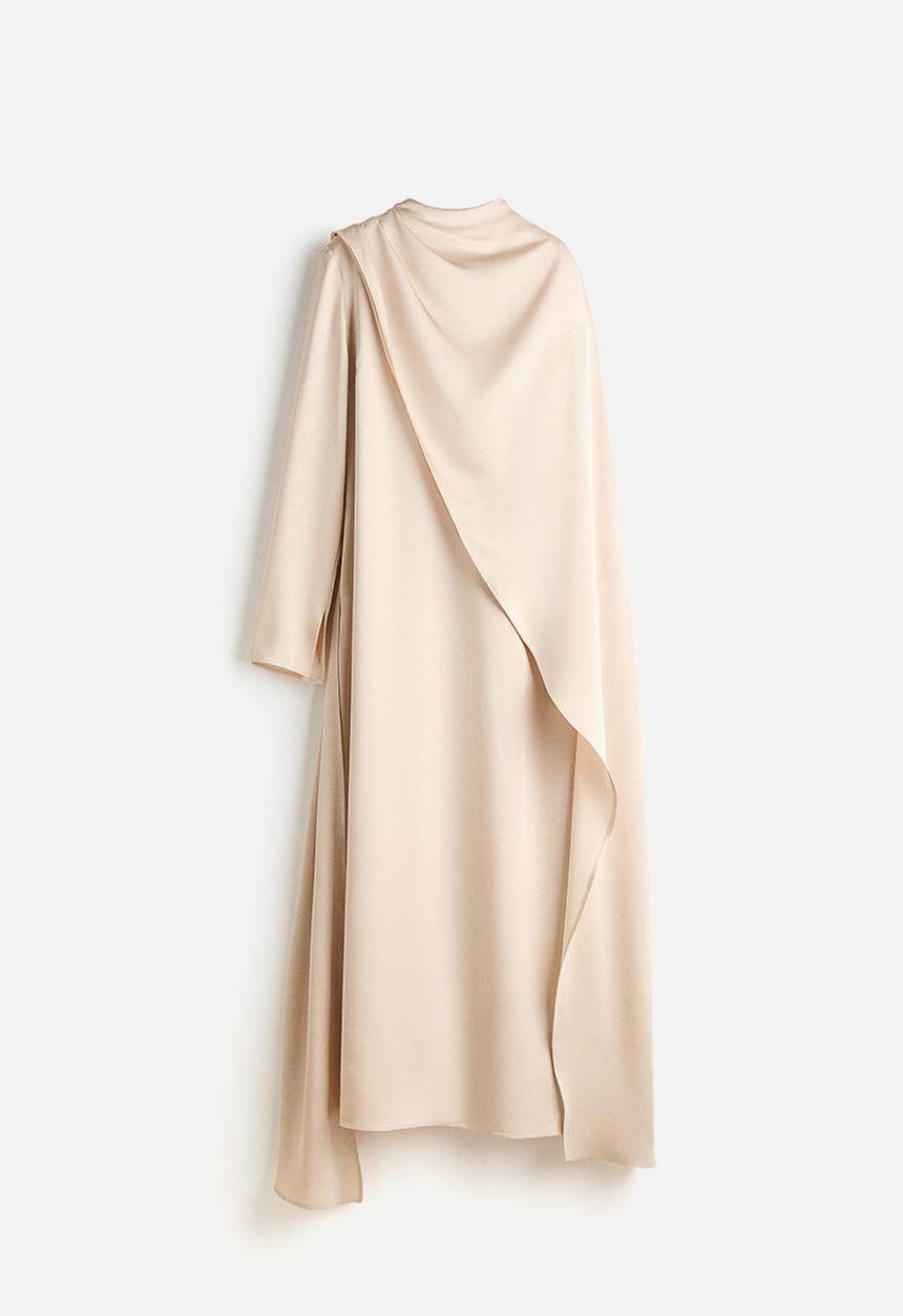 H&M - Cape-detail kaftan dress - light beige 