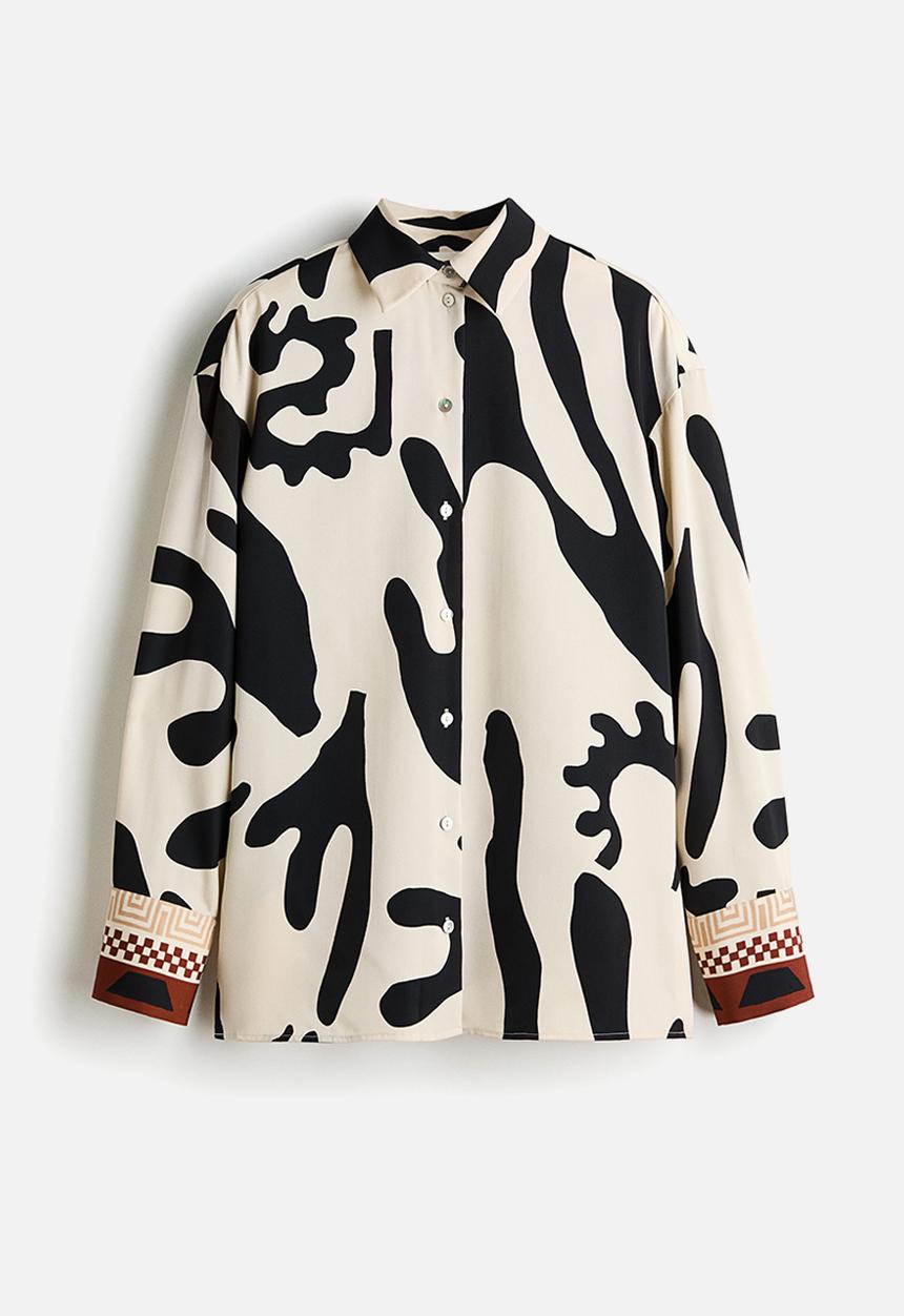 H&M - Printed twill shirt - cream/black patterned
