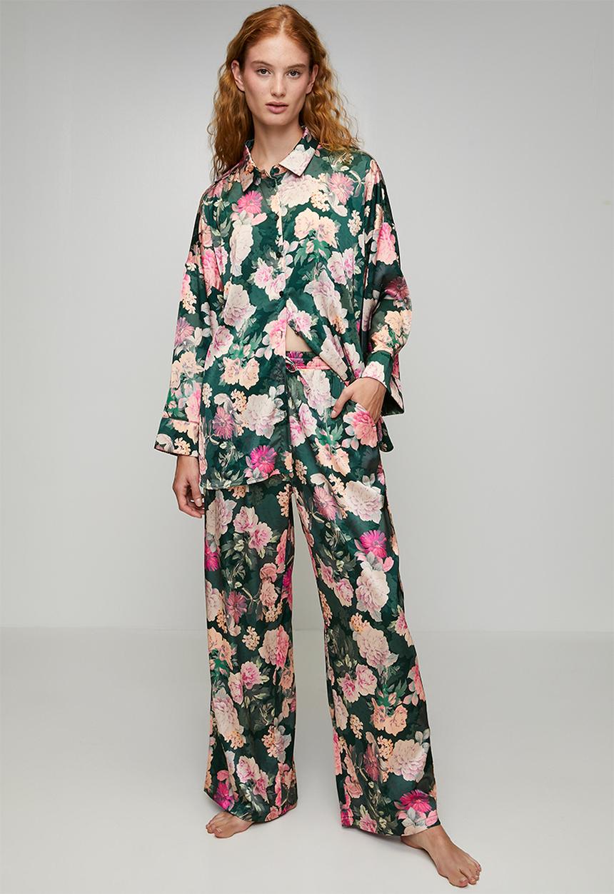 DORINA - Jade trousers - green print