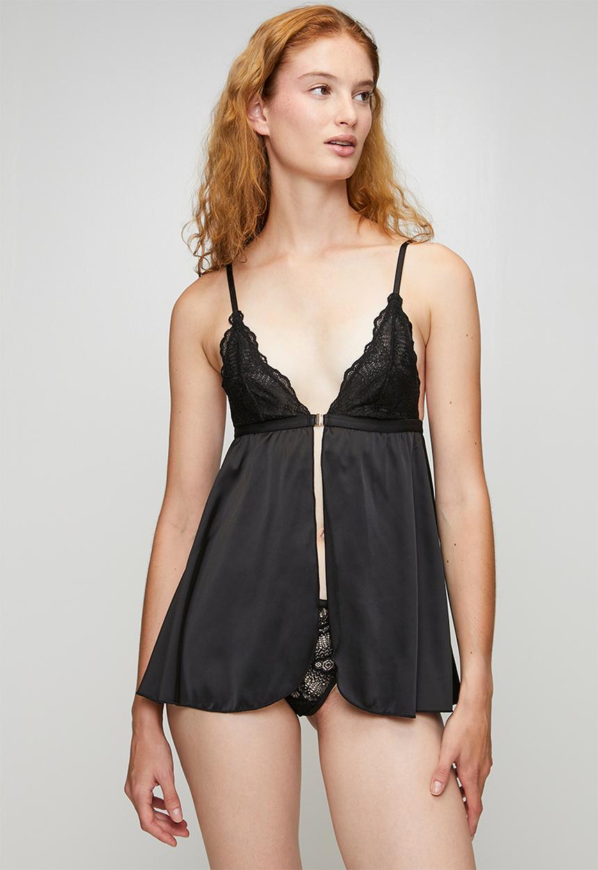 DORINA - Megan babydoll & thong set  - black