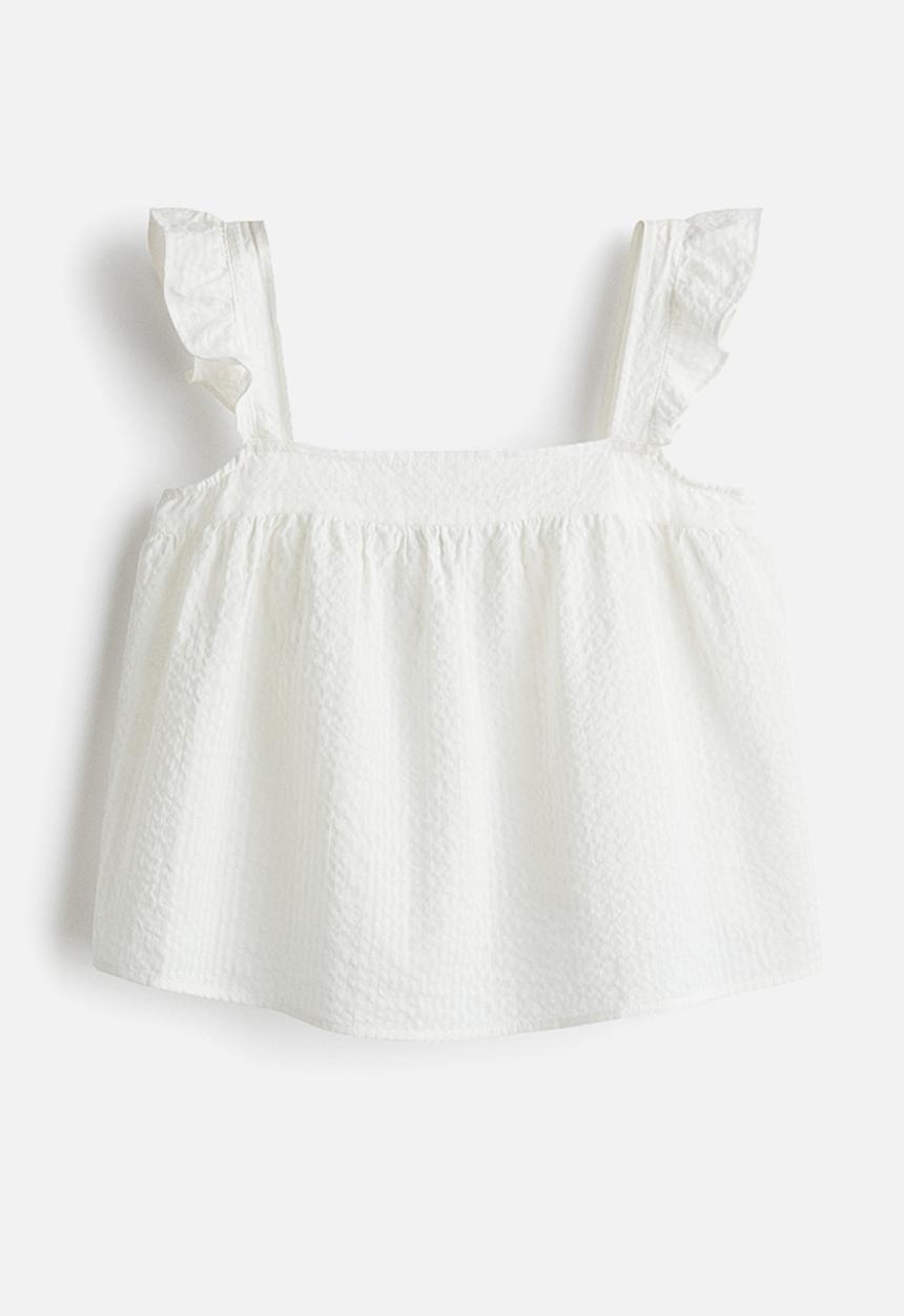 H&M - Cotton seersucker top - white