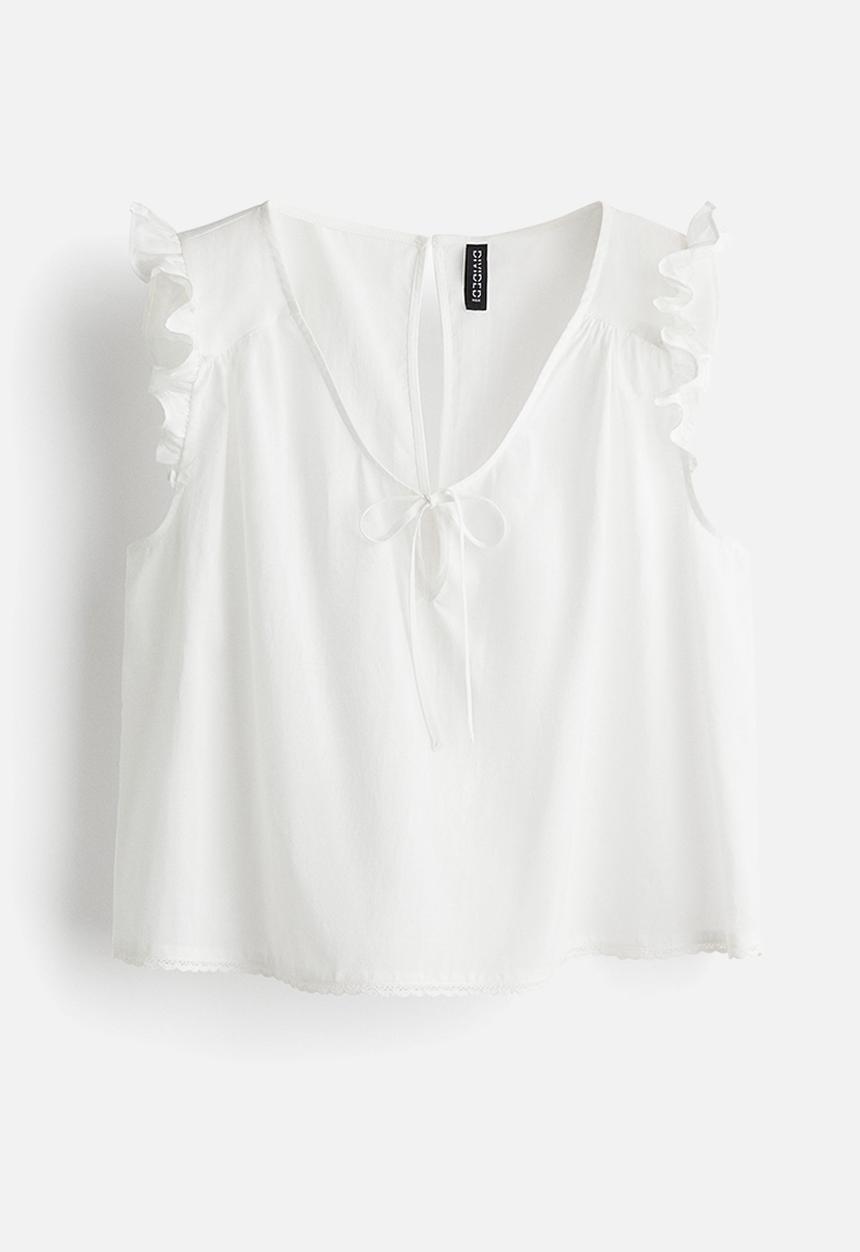 H&M - Frill-trimmed cotton top - white