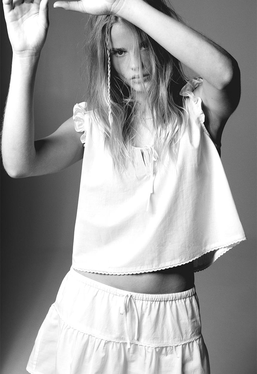 H&M - Frill-trimmed cotton top - white