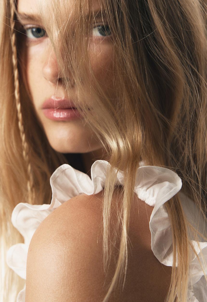 H&M - Frill-trimmed cotton top - white