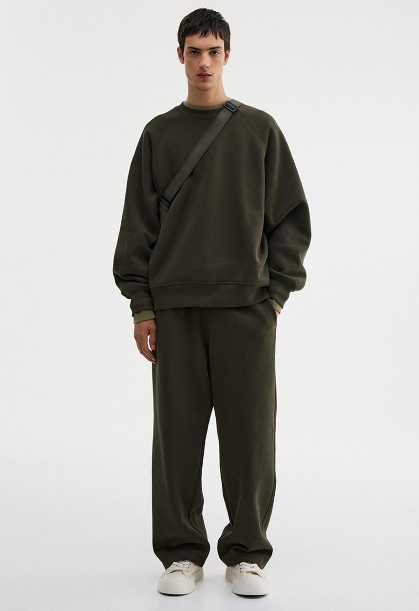 H&M - Loose fit sweatpants - khaki green 