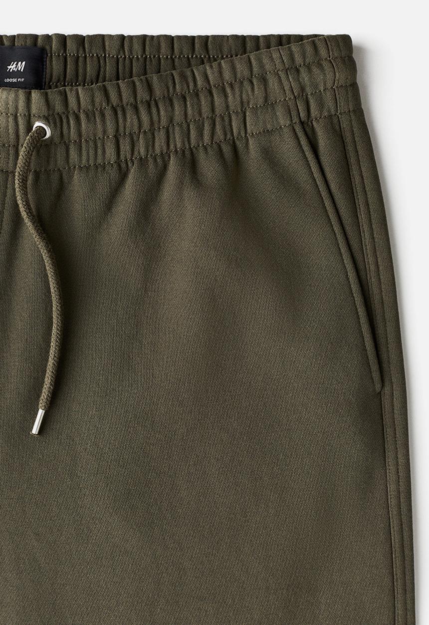 H&M - Loose fit sweatpants - khaki green 