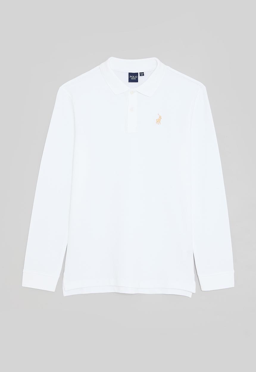 POLO - Boys robert long sleeve golfer - white