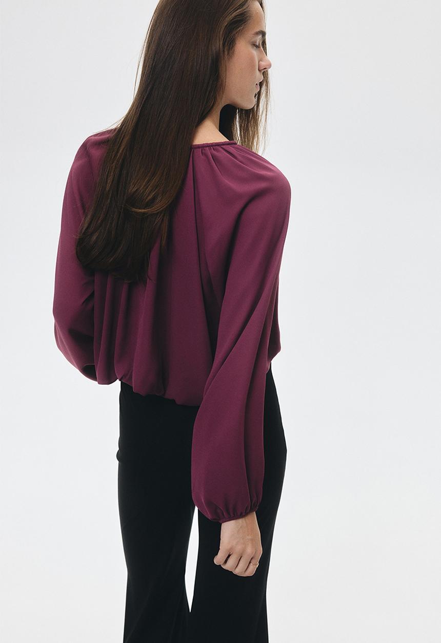 H&M - Bubble-hem blouse - dark pink