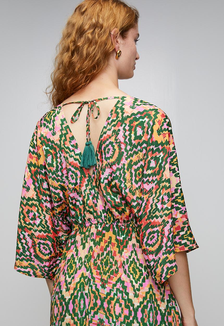 Izabel London - V-Neck Easy Wearing Kaftan Maxi Dress - Amber