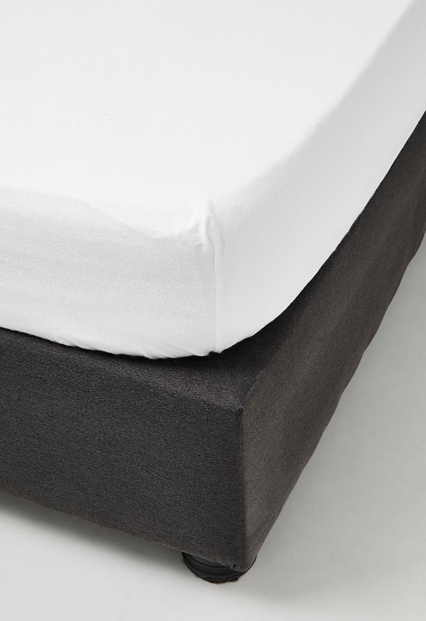 Sixth Floor - Cotton Blend Brushed Winter Fitted Sheet White