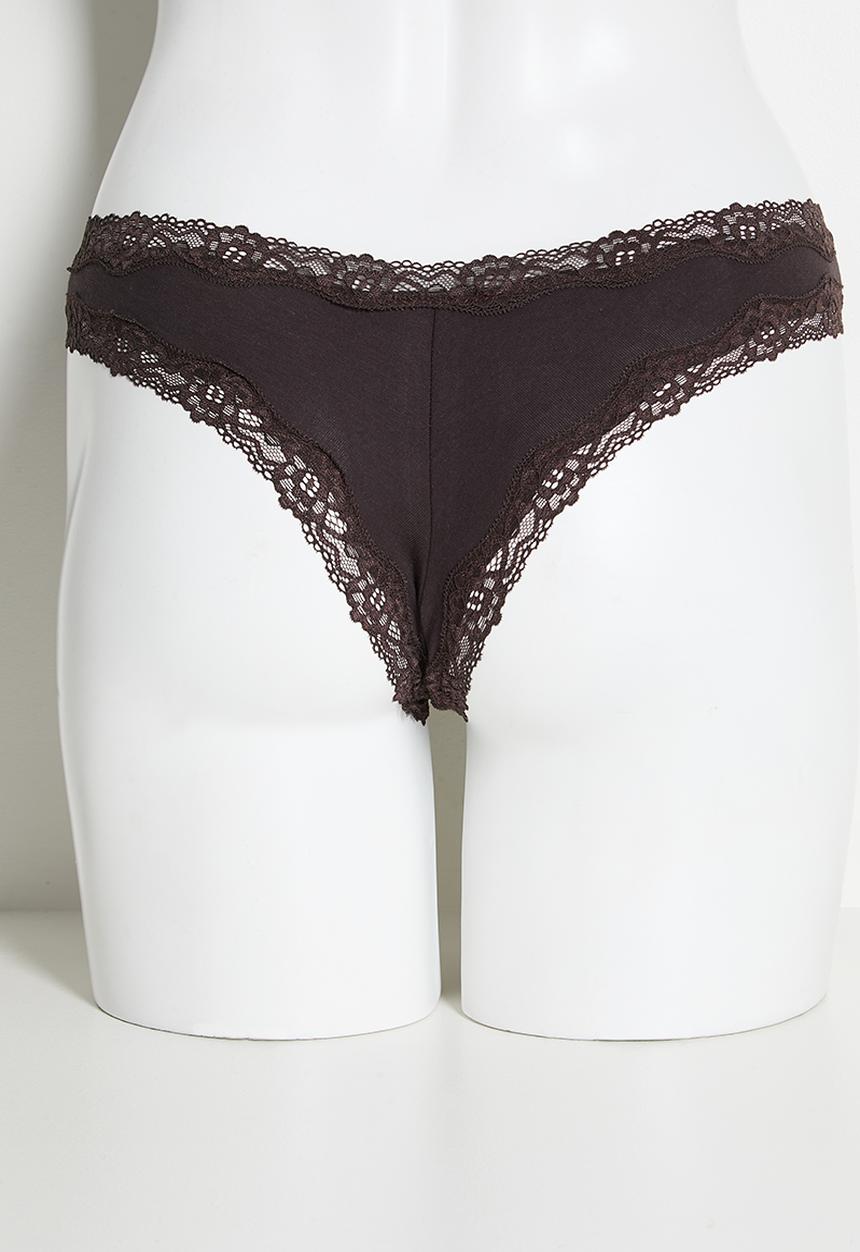 H&M - 3-Pack cotton and lace brazilian briefs - mole-melange