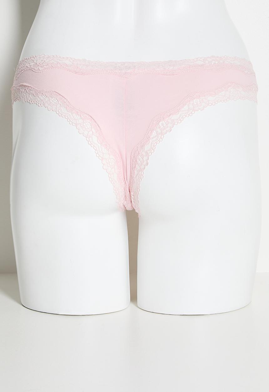 H&M - 3-Pack cotton and lace brazilian briefs - white