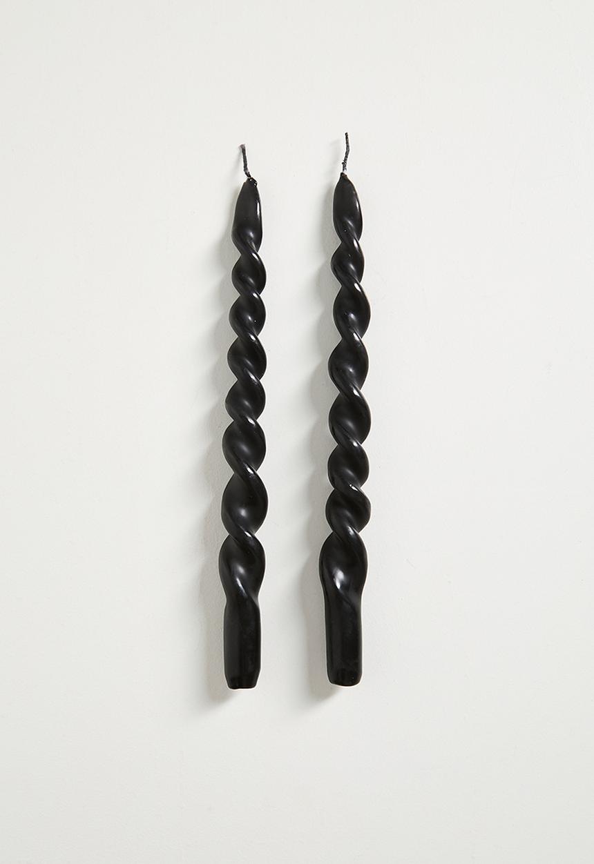 H&S - Twisted candle set of 2 - Black