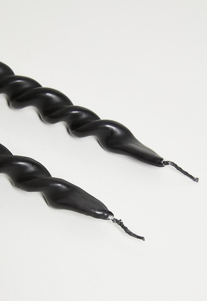 H&S - Twisted candle set of 2 - Black