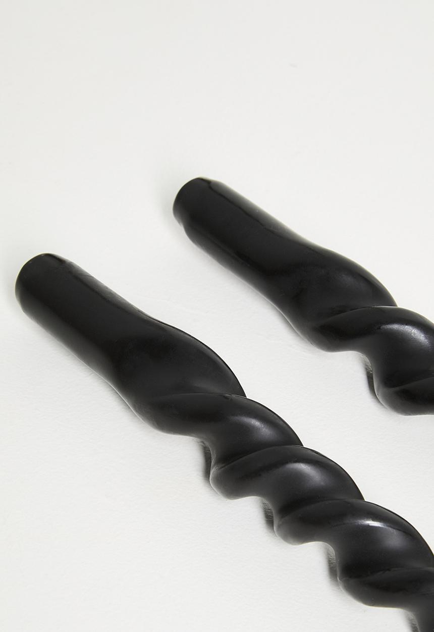 H&S - Twisted candle set of 2 - Black