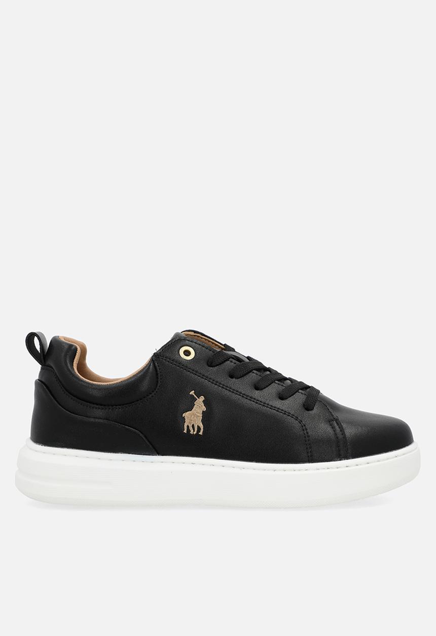 POLO - Classic leather sneaker - black & gold