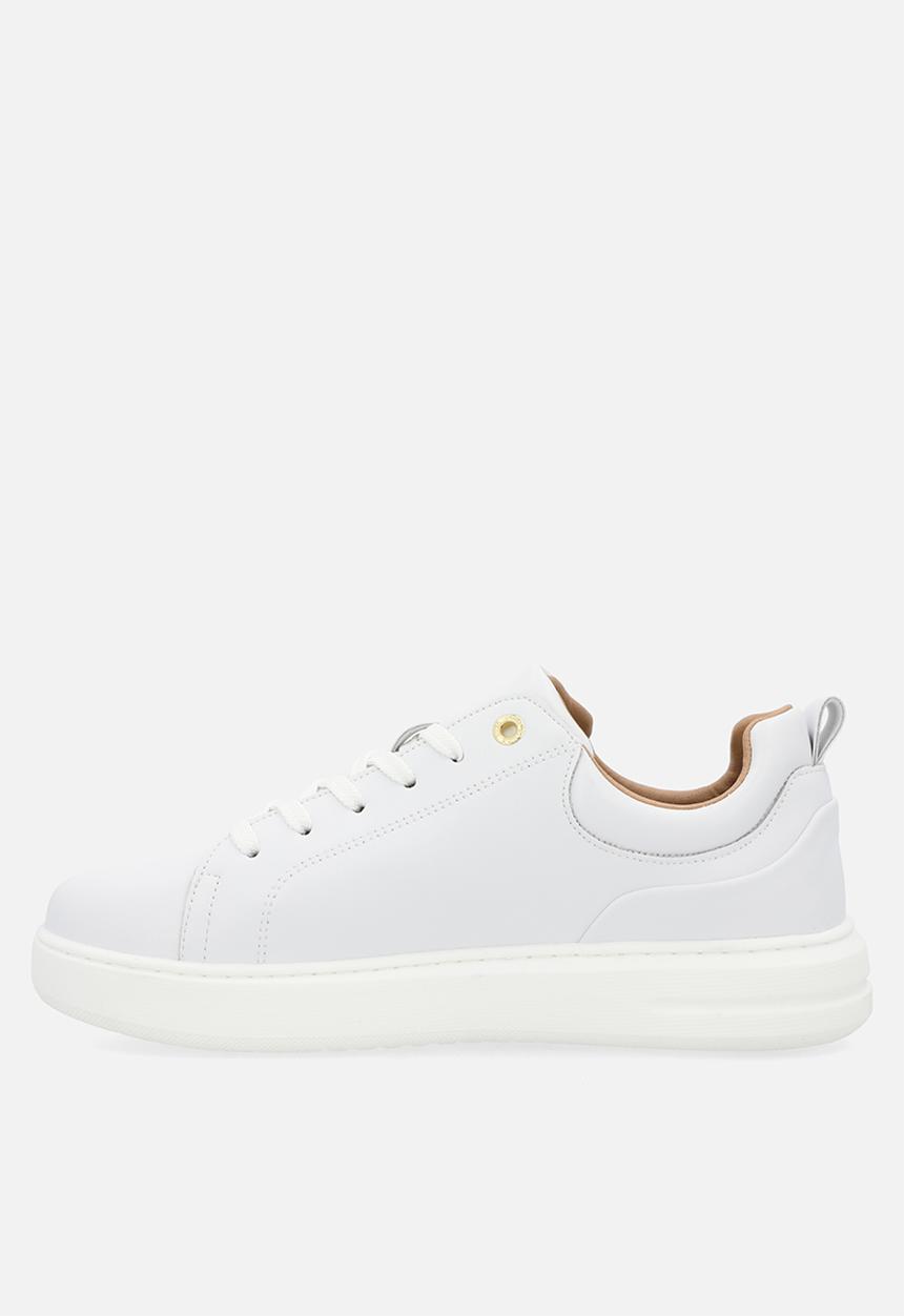 POLO - Classic leather sneaker - white & gold