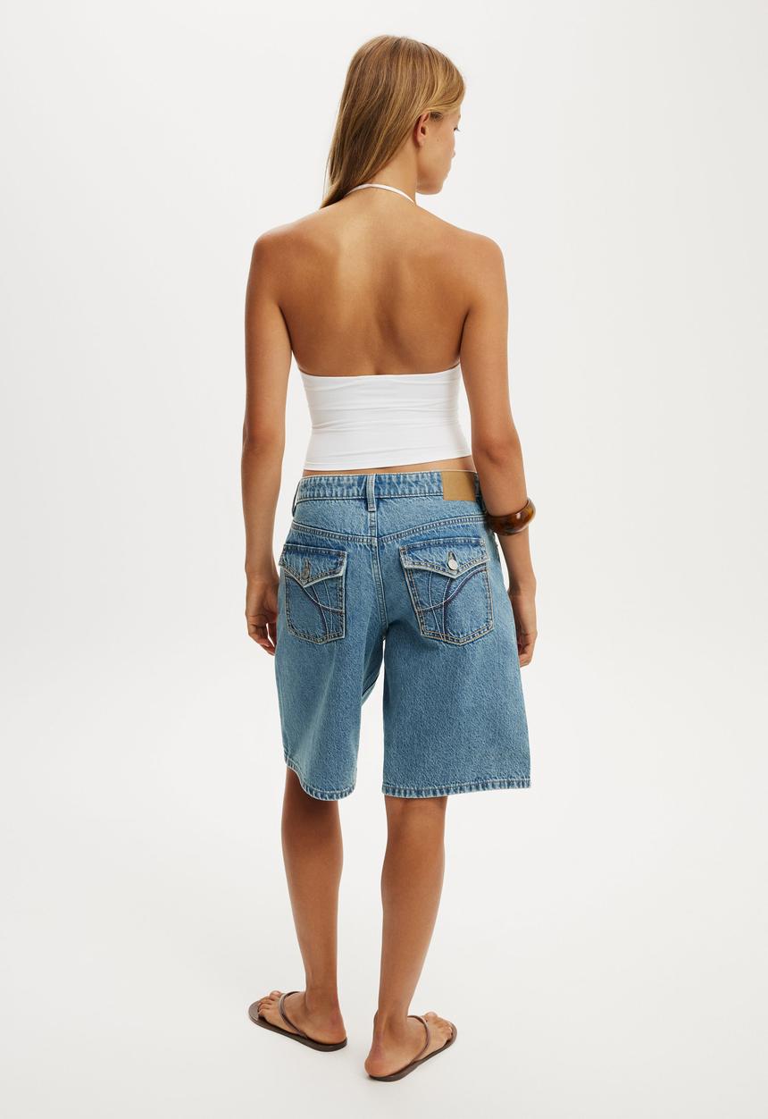 Cotton On - Baggy denim short - pisces blue