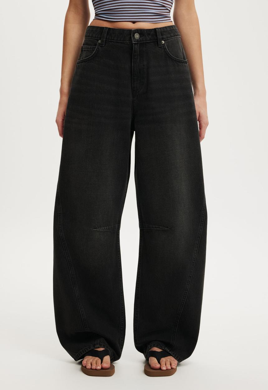 Cotton On - Barrel jean - revolve black seam