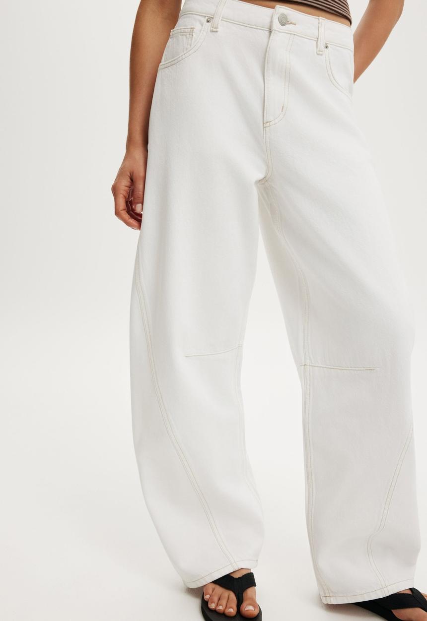Cotton On - Barrel jean - vintage white seam