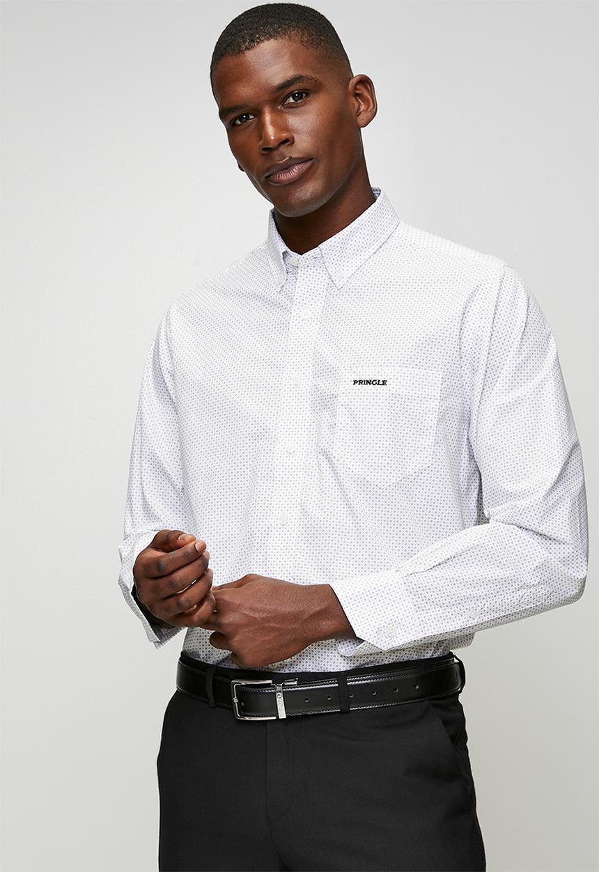 Pringle of Scotland - Magnus Printed Long Sleeve Classic Shirt - White