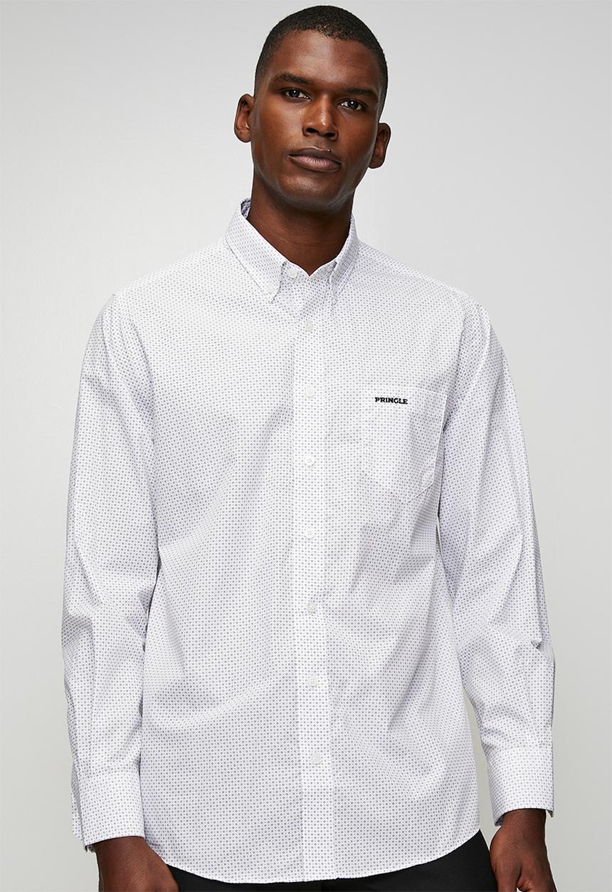 Pringle of Scotland - Magnus Printed Long Sleeve Classic Shirt - White