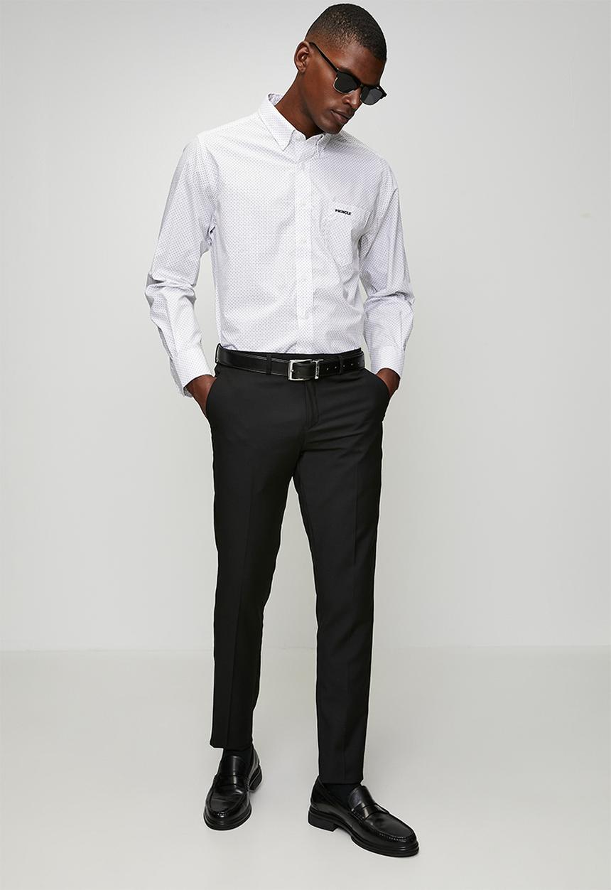 Pringle of Scotland - Magnus Printed Long Sleeve Classic Shirt - White