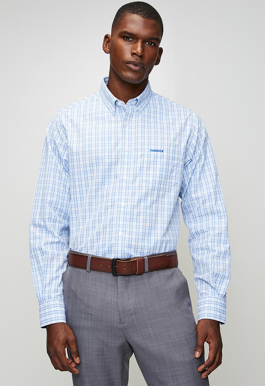 Pringle of Scotland - Gilbert Check Long Sleeve Classic Shirt - Blue