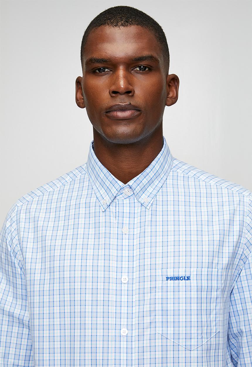 Pringle of Scotland - Gilbert Check Long Sleeve Classic Shirt - Blue