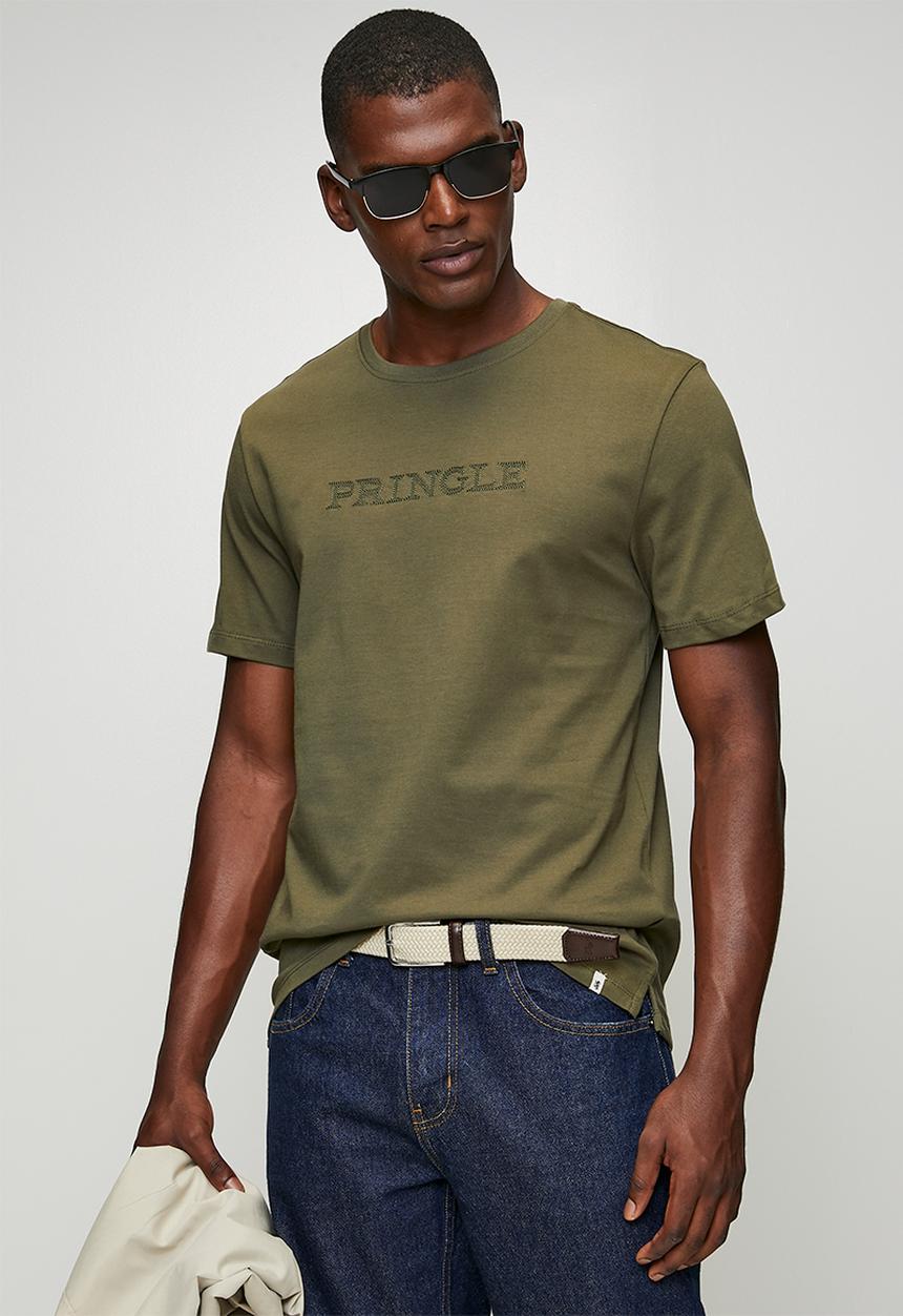 Pringle of Scotland - Roger Embroidery Tee - Olive