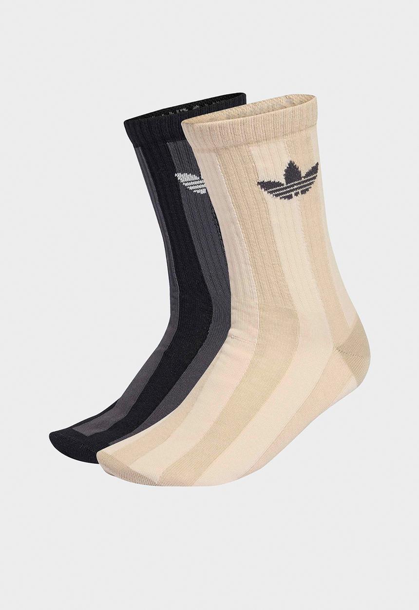 adidas Originals - Striped Crew Socks 2pk - Crystal Linen/stone khaki/utility black/black