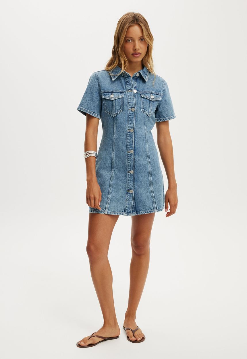 Cotton On - Short sleeve dress - pisces blue