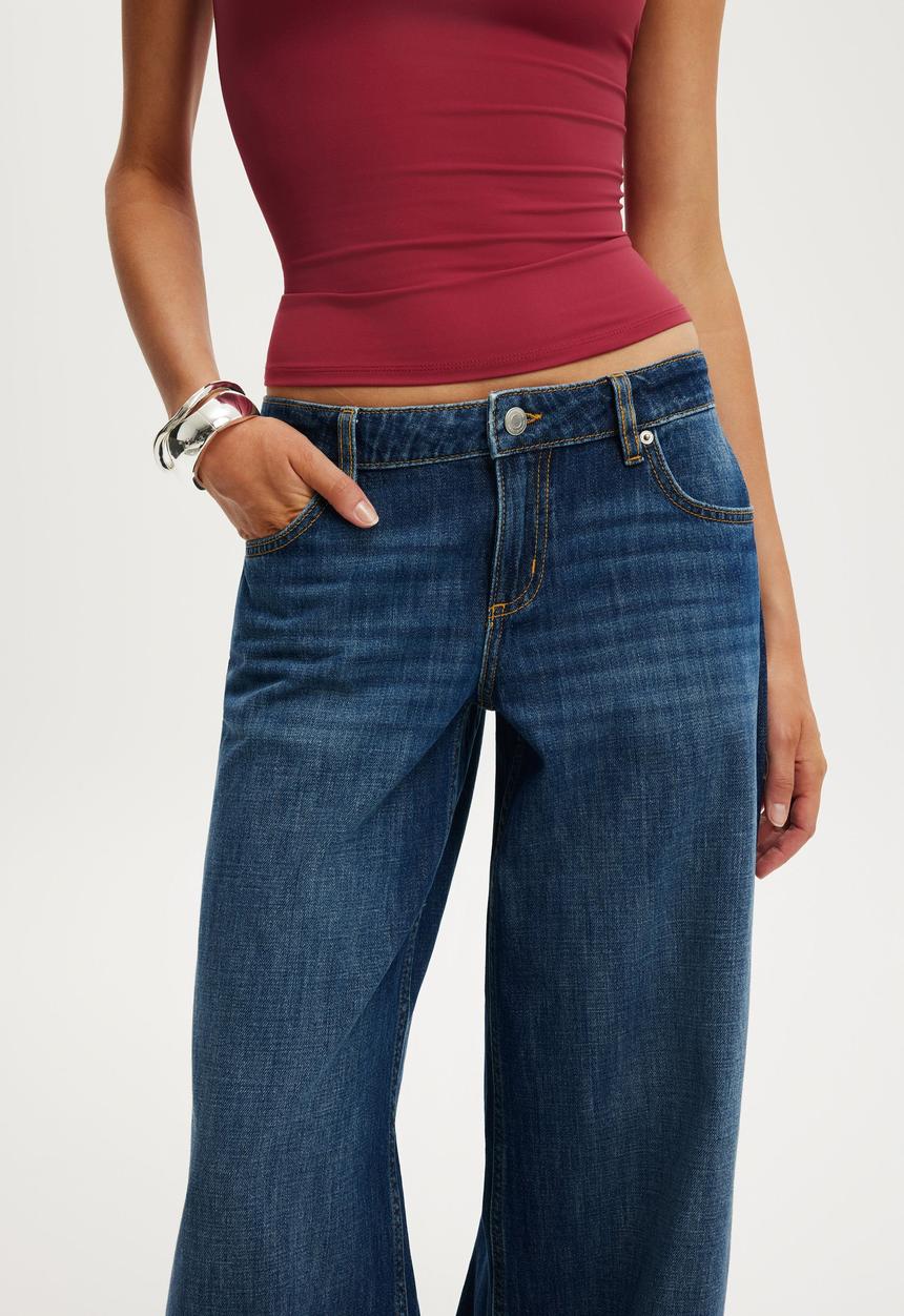 Cotton On - Low rise wide jean - scorpio blue