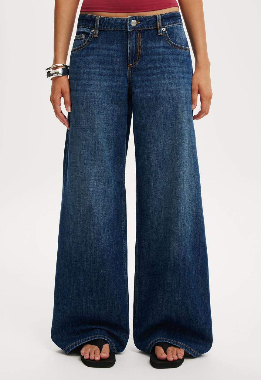 Cotton On - Low rise wide jean - scorpio blue