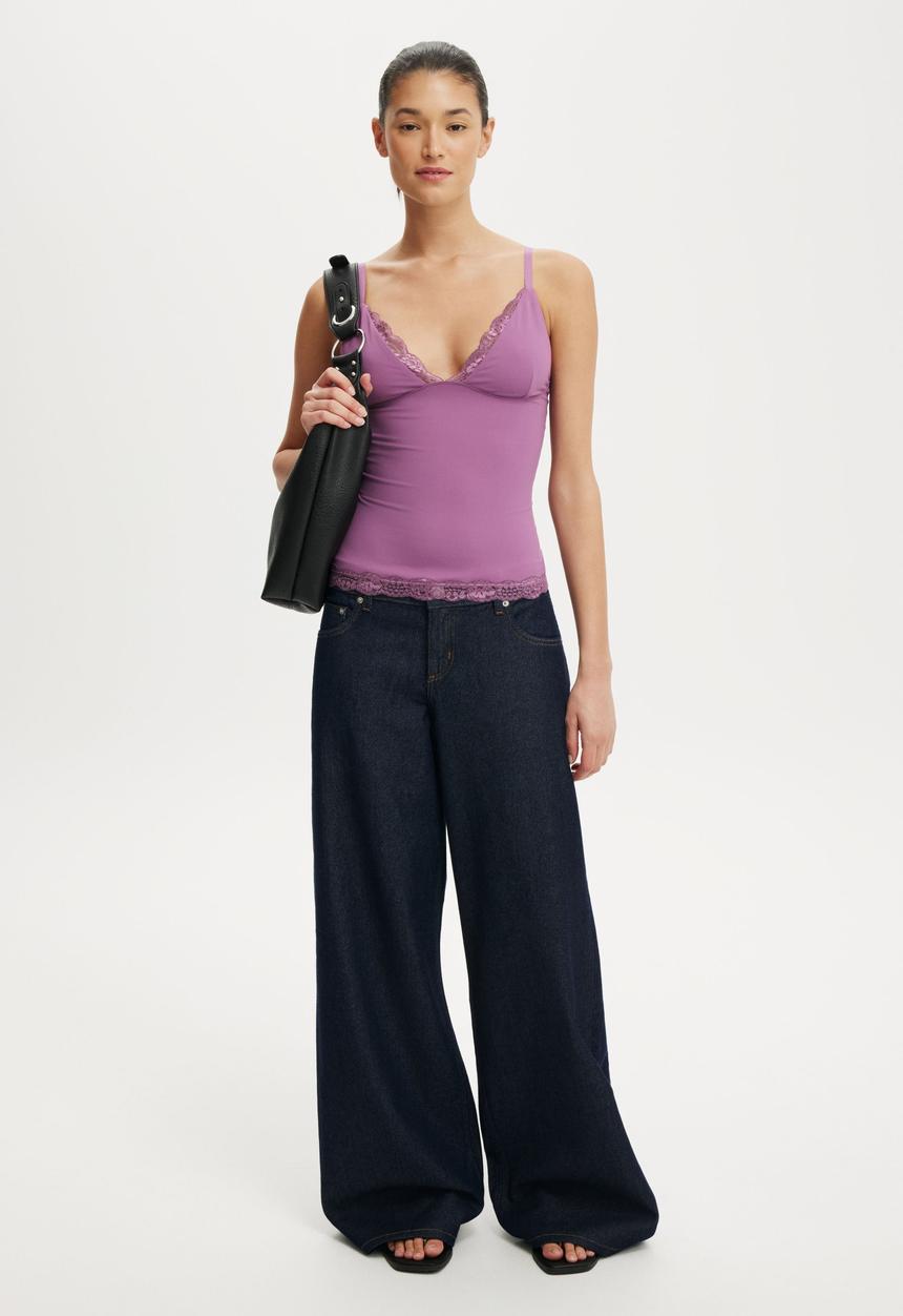 Cotton On - Low rise wide jean - aries blue