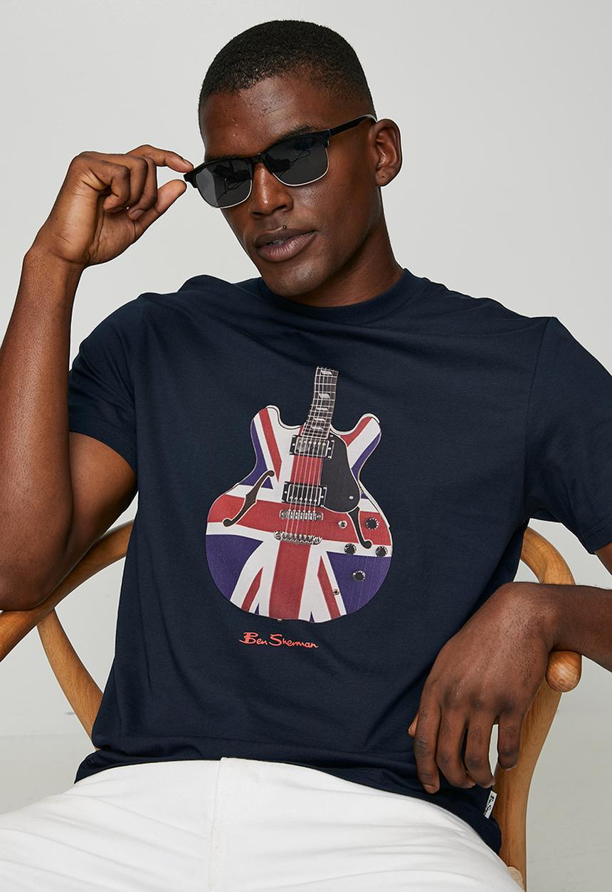 Ben Sherman - Union Jack Guitar Tee Shirt - Navy